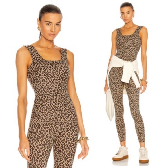 Varley Aletta Tank Vest Buttery Soft Fabric in Coffee Cheetah - Picture 4 of 6